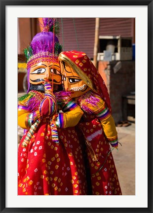 Framed Puppets For Sale in Downtown Center of the Pink City, Jaipur, Rajasthan, India Print