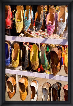 Framed Shoes For Sale in Downtown Center of the Pink City, Jaipur, Rajasthan, India Print