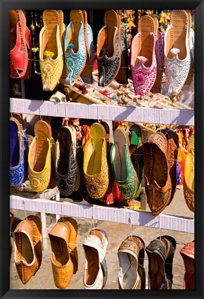 Framed Shoes For Sale in Downtown Center of the Pink City, Jaipur, Rajasthan, India Print