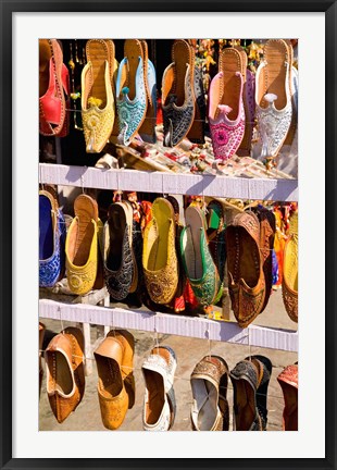 Framed Shoes For Sale in Downtown Center of the Pink City, Jaipur, Rajasthan, India Print