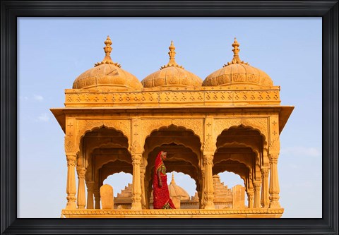 Framed Native woman, Tombs of the Concubines, Jaiselmer, Rajasthan, India Print