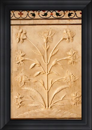 Framed Carving detail, Taj Mahal, Agra, Uttar Pradesh, India. Print