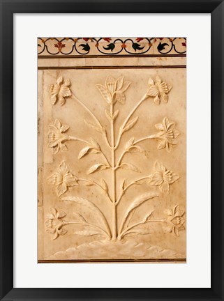 Framed Carving detail, Taj Mahal, Agra, Uttar Pradesh, India. Print