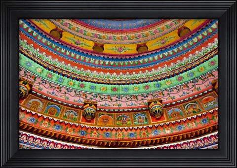 Framed Ceiling of Shree Laxmi Narihan Ji Temple, Jaipur, Rajasthan, India. Print