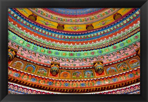 Framed Ceiling of Shree Laxmi Narihan Ji Temple, Jaipur, Rajasthan, India. Print