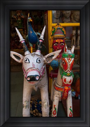 Framed Colorful local handicrafts, Pushkar, Rajasthan, India. Print