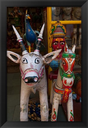 Framed Colorful local handicrafts, Pushkar, Rajasthan, India. Print