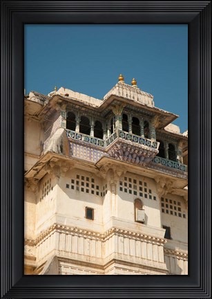 Framed Decorated balconies, City Palace, Udaipur, Rajasthan, India. Print