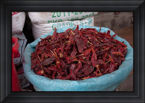 Framed Dried chilies, Jojawar, Rajasthan, India. Print