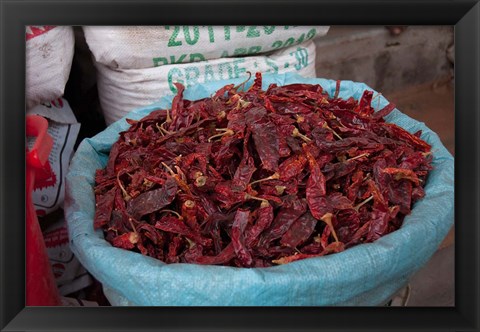 Framed Dried chilies, Jojawar, Rajasthan, India. Print