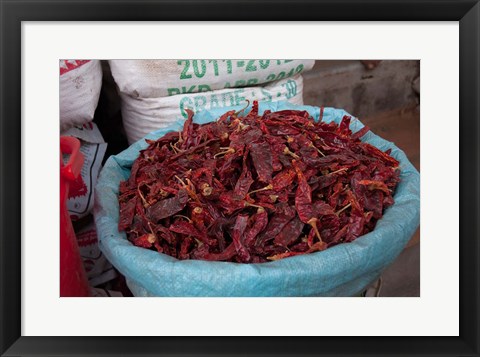 Framed Dried chilies, Jojawar, Rajasthan, India. Print