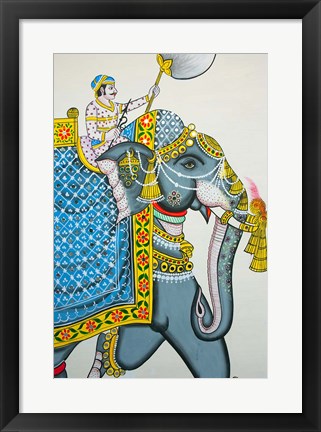 Framed Elephant mural, Mahendra Prakash hotel, Udaipur, Rajasthan, India. Print