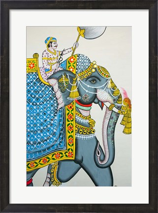Framed Elephant mural, Mahendra Prakash hotel, Udaipur, Rajasthan, India. Print