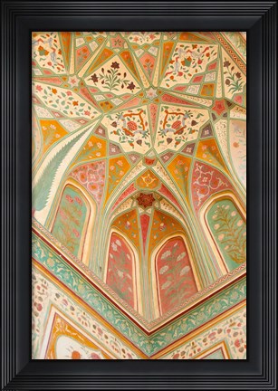 Framed Frescoes, Ganesh Pol, Amber Fort, Jaipur, Rajasthan, India. Print