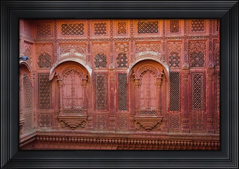 Framed Intricately carved walls of Mehrangarh Fort, Jodhpur, Rajasthan, India Print