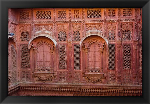 Framed Intricately carved walls of Mehrangarh Fort, Jodhpur, Rajasthan, India Print