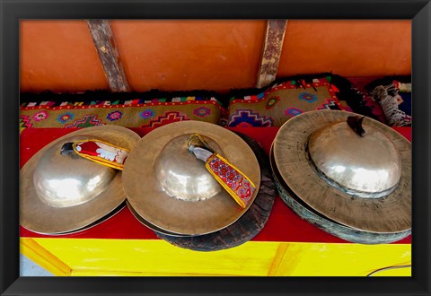 Framed Brass cymbals at Hemis Monastery, Ladakh, India Print