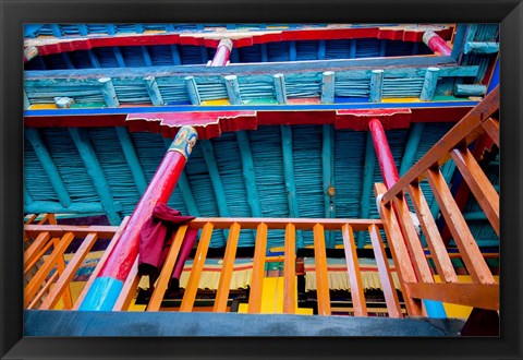 Framed Brightly painted building detail, Shey Palace, Ladakh, India Print