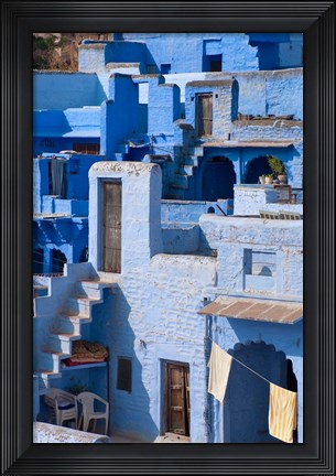 Framed Traditional blue painted house, Jodphur, Rajasthan, India Print