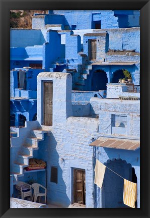 Framed Traditional blue painted house, Jodphur, Rajasthan, India Print