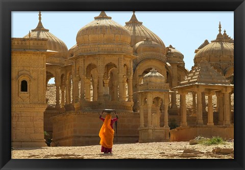 Framed Bada Bagh with Royal Chartist and Finely Carved Ceilings, Jaisalmer, Rajasthan, India Print