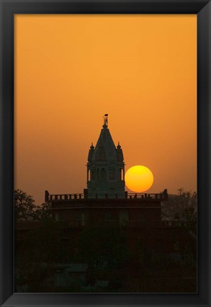 Framed Brahma Temple at sunset, Pushkar, Rajasthan, India Print