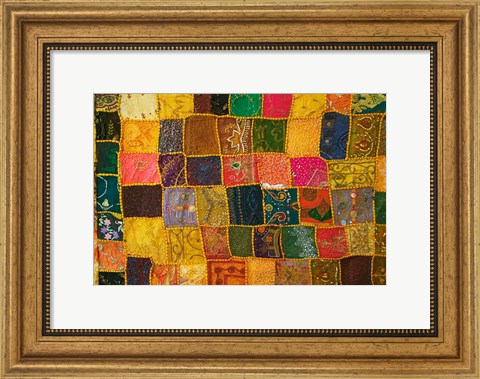 Framed Colorful Carpet, Pushkar, Rajasthan, India Print