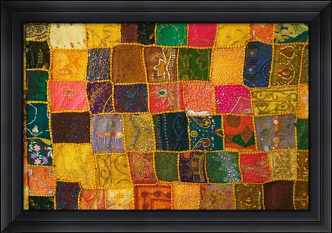 Framed Colorful Carpet, Pushkar, Rajasthan, India Print