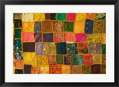 Framed Colorful Carpet, Pushkar, Rajasthan, India Print