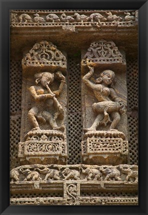 Framed Details of Bas Relief of Orissa Dancers at Sun Temple, Konark, Orissa, India Print