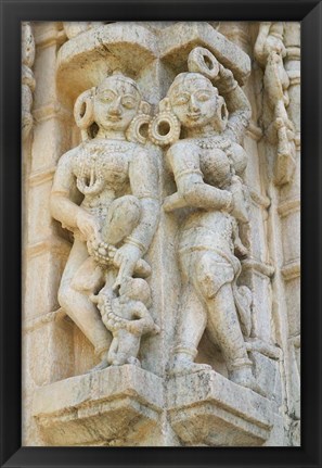 Framed Ranakpur Jain Temple with Carving Between Ghanerao and Udaipur, Rajasthan, India Print