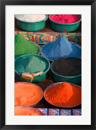 Framed Selling Holy Color Powder at the Market, Puri, Orissa, India Print