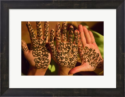 Framed Woman&#39;s Palm Decorated in Henna, Jaipur, Rajasthan, India Print