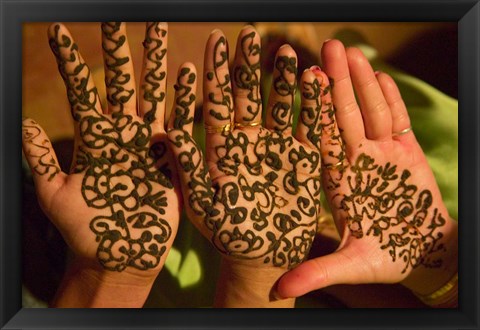 Framed Woman&#39;s Palm Decorated in Henna, Jaipur, Rajasthan, India Print