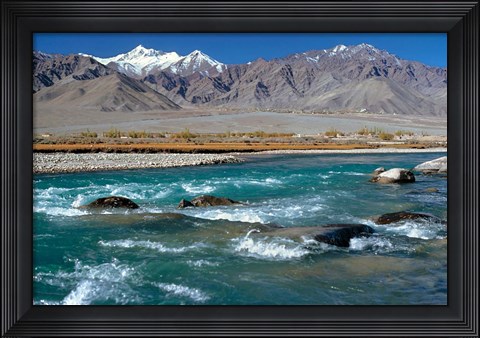 Framed India, Ladakh, Indus River, Himalaya range Print