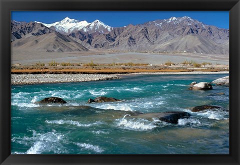 Framed India, Ladakh, Indus River, Himalaya range Print