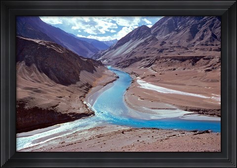 Framed India, Ladakh, Indus and Zanskar Rivers merge Print