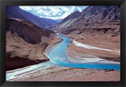 Framed India, Ladakh, Indus and Zanskar Rivers merge Print