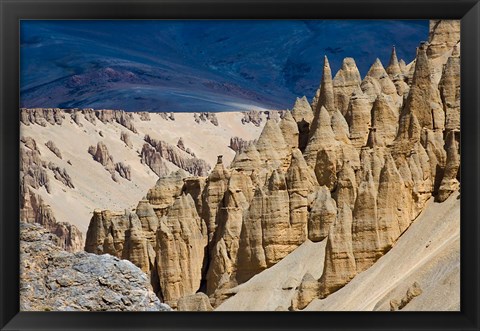 Framed Eroded formation of mountain, Himalayas, Ladakh, India Print