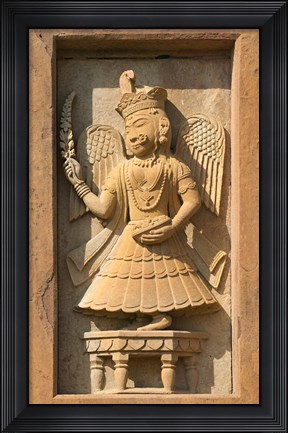 Framed Stone carving in Hotel Prithvi Vilas Palace, Jhalawar, Rajasthan, India Print