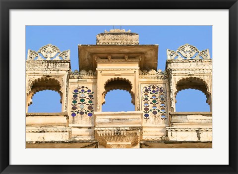 Framed Architectual detail on City Palace, Udaipur, Rajasthan, India Print