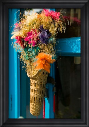 Framed Decorative Flowers in Shopping Village, Delhi, India Print