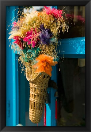 Framed Decorative Flowers in Shopping Village, Delhi, India Print