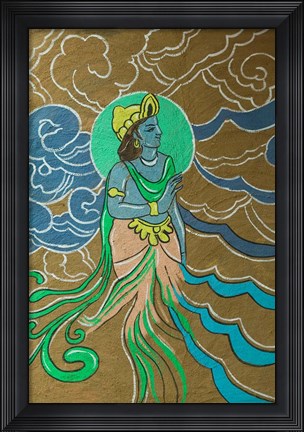 Framed Shilpgram Craft Village and Mural Detail, India Print