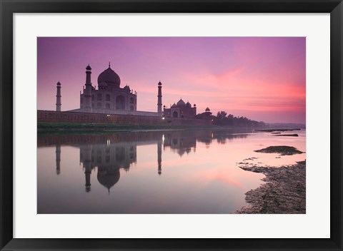 Framed Taj Mahal From Along the Yamuna River at Dusk, India Print