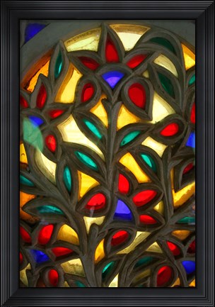 Framed Colored Glass Windows of Udaipur City Palace, Udaipur, India Print