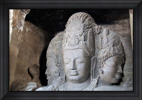 Framed Mahesamurti of Elephant Island Caves, Mumbai, India Print