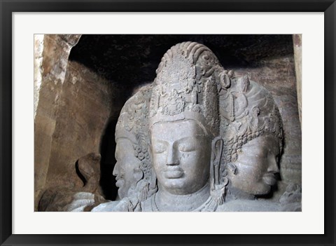 Framed Mahesamurti of Elephant Island Caves, Mumbai, India Print