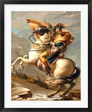 Framed Napoleon Crossing the Alps at the St Bernard Pass Print