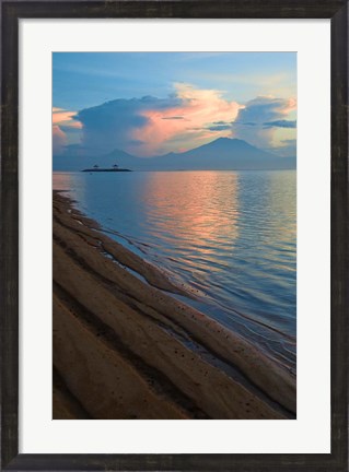 Framed Indonesia, Bali Sanur Beach with Mount Gunung Agung Print